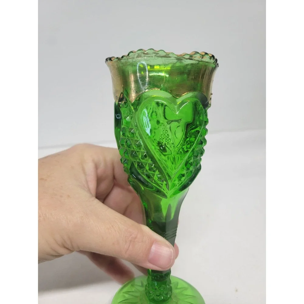 Antique Fair Memorabilia Souvenir Green Trumpet Vase 1907 Emerald Glass